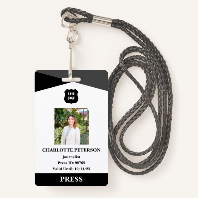 Professional Press ID Badge (Front with Lanyard)