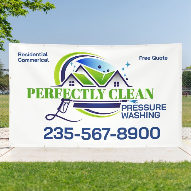 Professional Pressure Cleaning Service Logo Banner (Outside)