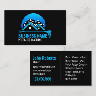 Professional Pressure Washing Blue Black Business Card