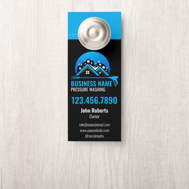 Professional Pressure Washing Blue Black Door Hanger (On Knob)