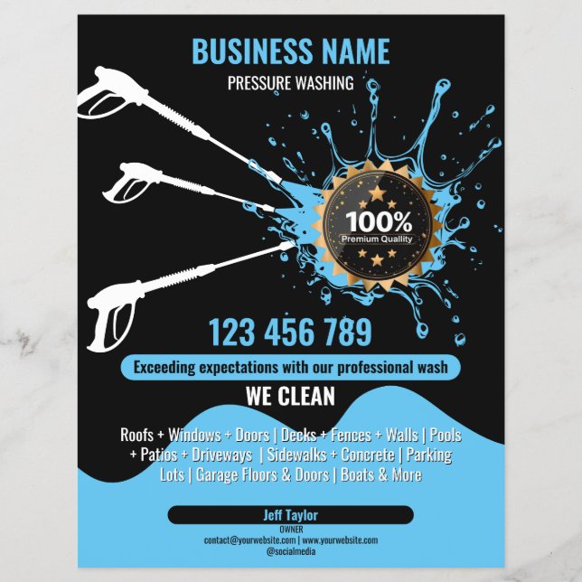 Professional Pressure Washing Cleaning Roof Gutter Flyer (Front)