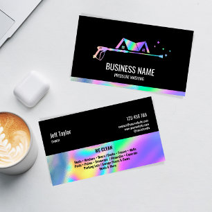 Professional Pressure Washing Power Masculine Holo Business Card