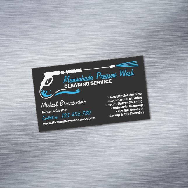 Professional Pressure Washing Power Masculine Magnetic Business Card (In Situ)