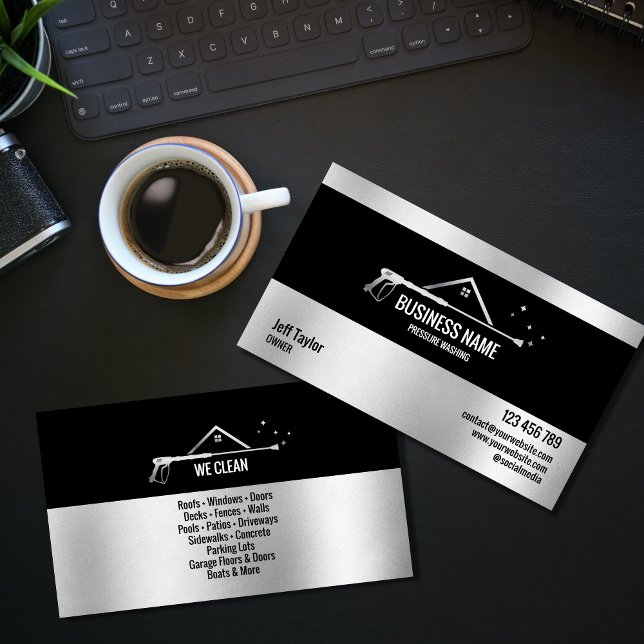 Professional Pressure Washing Power Washing Roof Business Card (Creator Uploaded)
