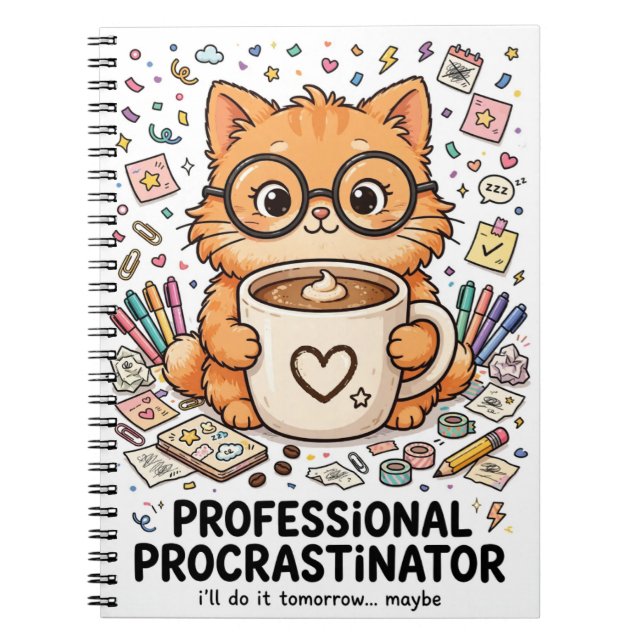 Professional Procrastinator - Cat Notebook (Front)