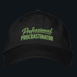 Professional Procrastinator Funny Humor Embroidered Hat<br><div class="desc">Professional Procrastinator Funny cap from Ricaso - Show off your sense of humor with the “Professional Procrastinator ” text-based design — perfect for anyone whose mind never quite get around to doing things. Simple, bold typography delivers the joke instantly, making it relatable for Procrastinators, and anyone who tends to put...</div>
