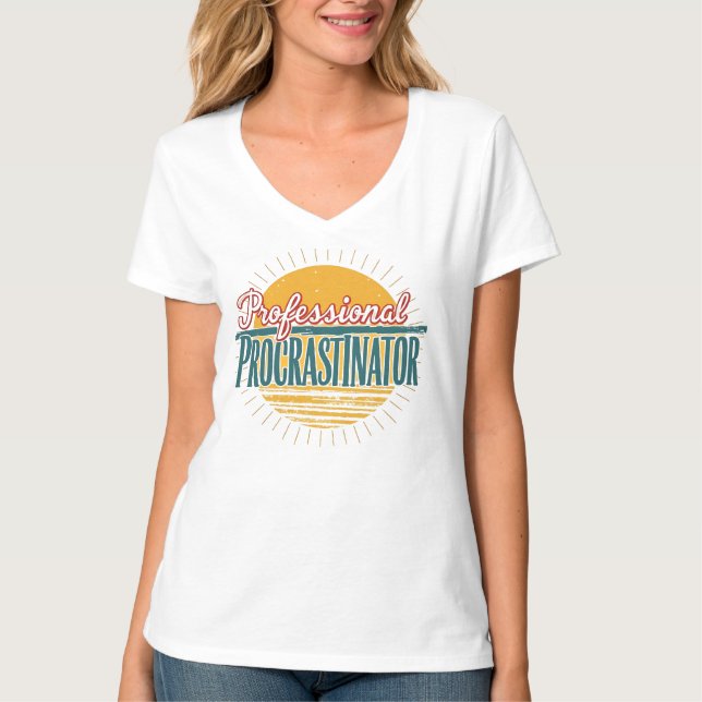 Professional Procrastinator Retro Funny Quote T-Sh T-Shirt (Front)