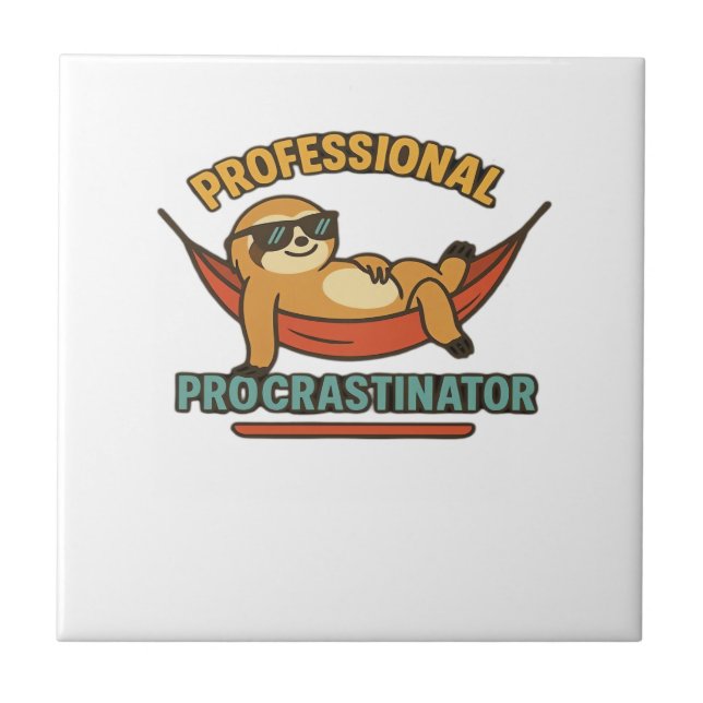 Professional Procrastinator Sloth Retro T-Shirt Cl Tile (Front)