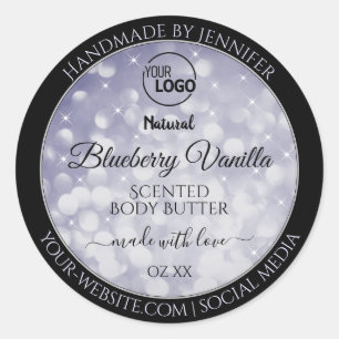 Professional Product Label Ocean Blue Glitter Logo