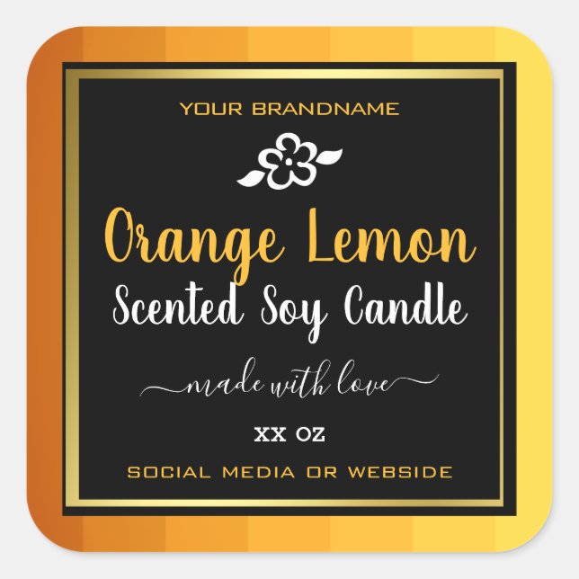 Professional Product Packaging Labels Orange Black (Front)