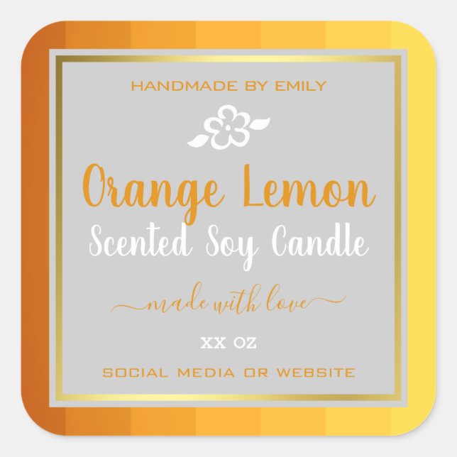 Professional Product Packaging Labels Orange Grey (Front)