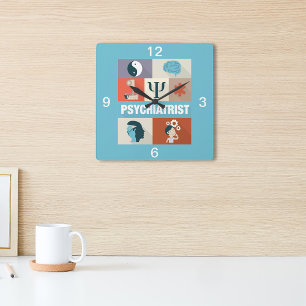 Professional Psychiatrist Iconic Designed Square Wall Clock