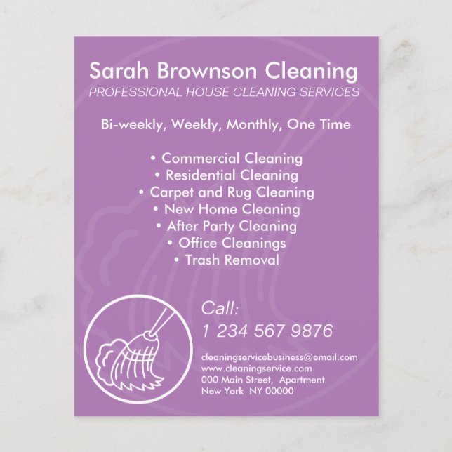 Professional Purple House Cleaning Flyer (Front)