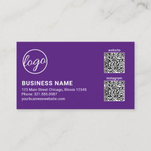 Professional Purple Logo QR Code Modern Business Card