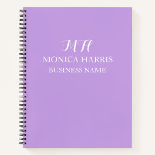 Professional Purple Monogram Initial Business Notebook