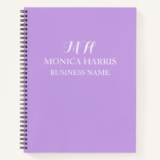 Professional Purple Monogram Initial Business Notebook