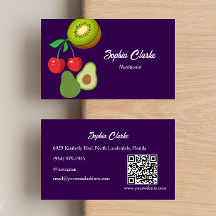 Professional Purple Nutritionist Dietician QR Code Business Card