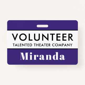 Professional Purple Volunteer Name Badge ID Badge