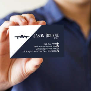 Professional QR Code, Aviation,Blue,minimalist Business Card