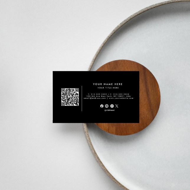 Professional QR Code Black and White Business Card (Creator Uploaded)