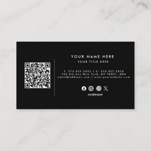 Professional QR Code Black and White Business Card