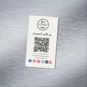 Professional QR Code Connect With Us Social Media Magnetic Business Card