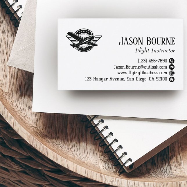 Professional QR Code Employee Pilot Aeroplane  Business Card (Creator Uploaded)
