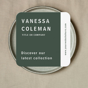 Professional Qr Code Forest Green Social Media Square Business Card