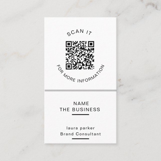 Professional QR Code Minimal Scannable Promotion  Business Card (Front)