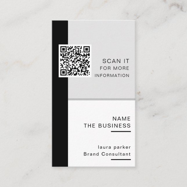 Professional QR Code Minimal Scannable Promotion  Business Card (Front)