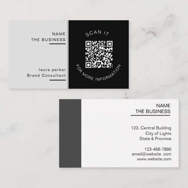 Professional QR Code Minimal Scannable Promotion  Business Card (Front/Back)