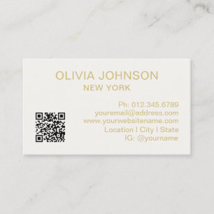 Professional QR Code Modern Minimalist Gold Ivory Business Card