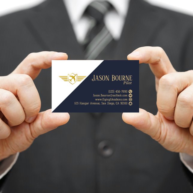 Professional QR Code Navy Blue Simple Business Card (Creator Uploaded)