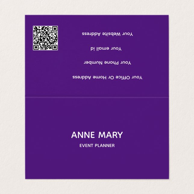 Professional QR Code Purple White Modern Colourful Business Card (Outside Unfolded)