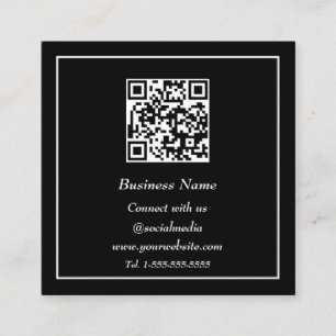 Professional QR Code Scannable Black White Square Business Card