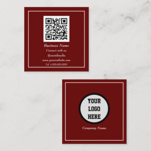 Professional QR Code Scannable Burgundy Maroon Square Business Card
