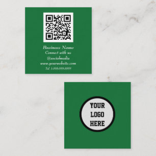 Professional QR Code Scannable Green Minimalist Square Business Card