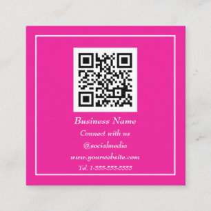 Professional QR Code Scannable Hot pink Square Business Card