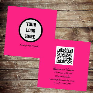 Professional QR Code Scannable Magenta Pink Modern Square Business Card