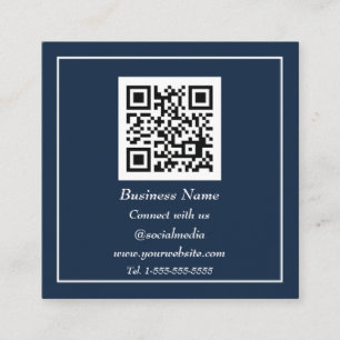Professional QR Code Scannable Navy Blue Square Business Card