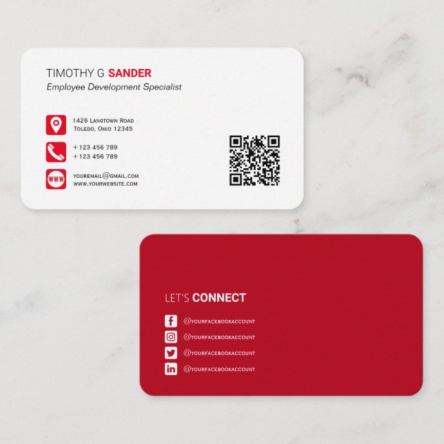 Professional QR code with social media networking  Business Card (Front/Back)
