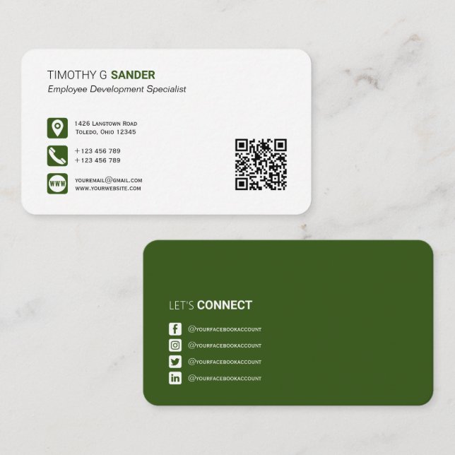 Professional QR code with social media networking  Business Card (Front/Back)