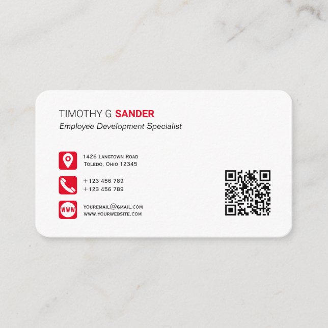 Professional QR code with social media networking  Business Card (Front)