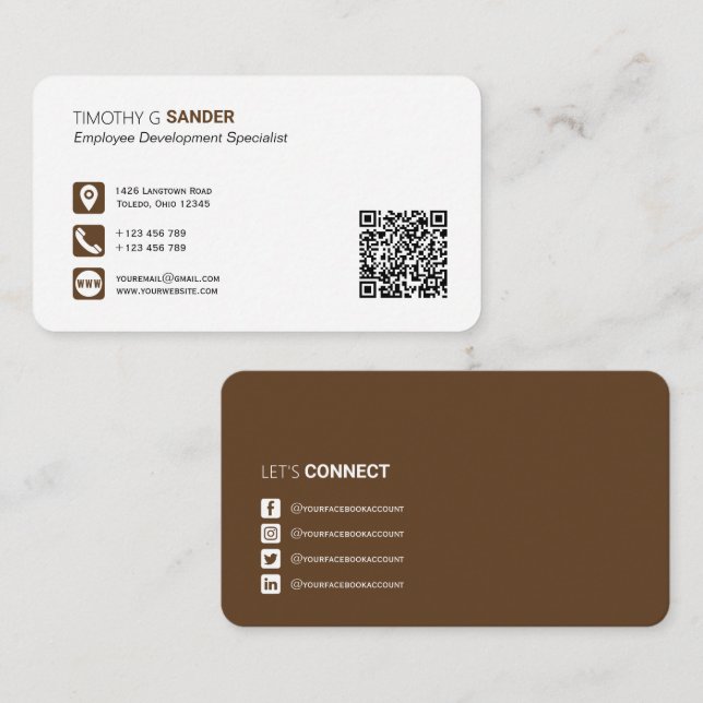 Professional QR code with social media networking  Business Card (Front/Back)