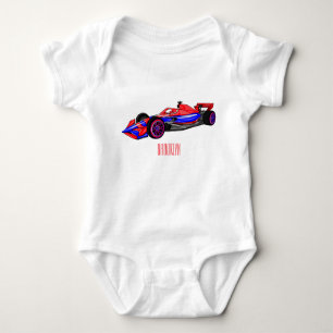 Professional racing car cartoon illustration baby bodysuit