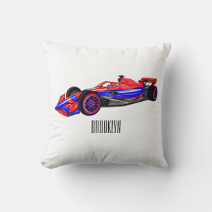 Professional racing car cartoon illustration cushion