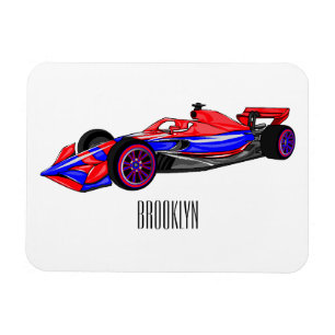 Professional racing car cartoon illustration magnet