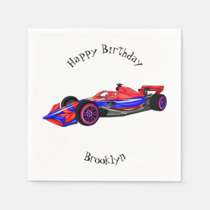 Professional racing car cartoon illustration napkin