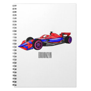Professional racing car cartoon illustration notebook