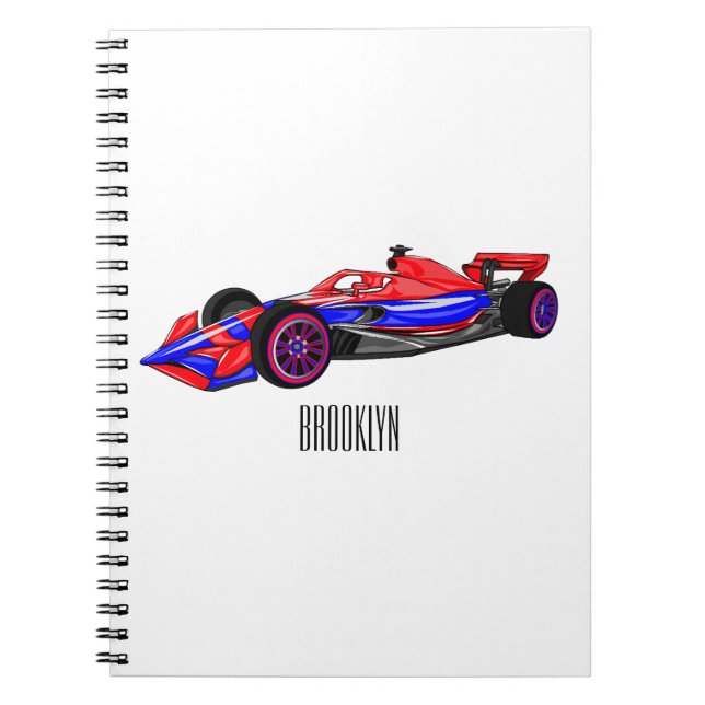 Professional racing car cartoon illustration notebook (Front)